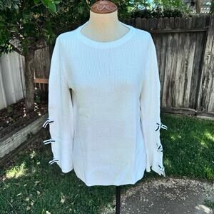 ELLE Bow Sleeve Cream Ivory Sweater Women's Size Large